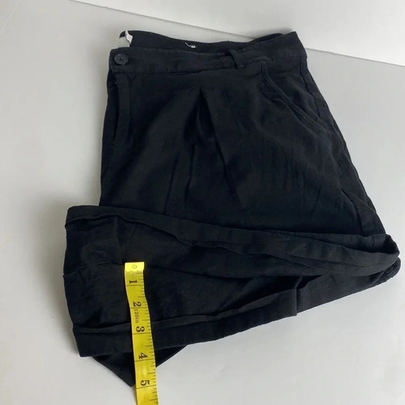 Black Linen summer capsule beach pull on outdoor vacation holiday shorts size 20 - Picture 13 of 16